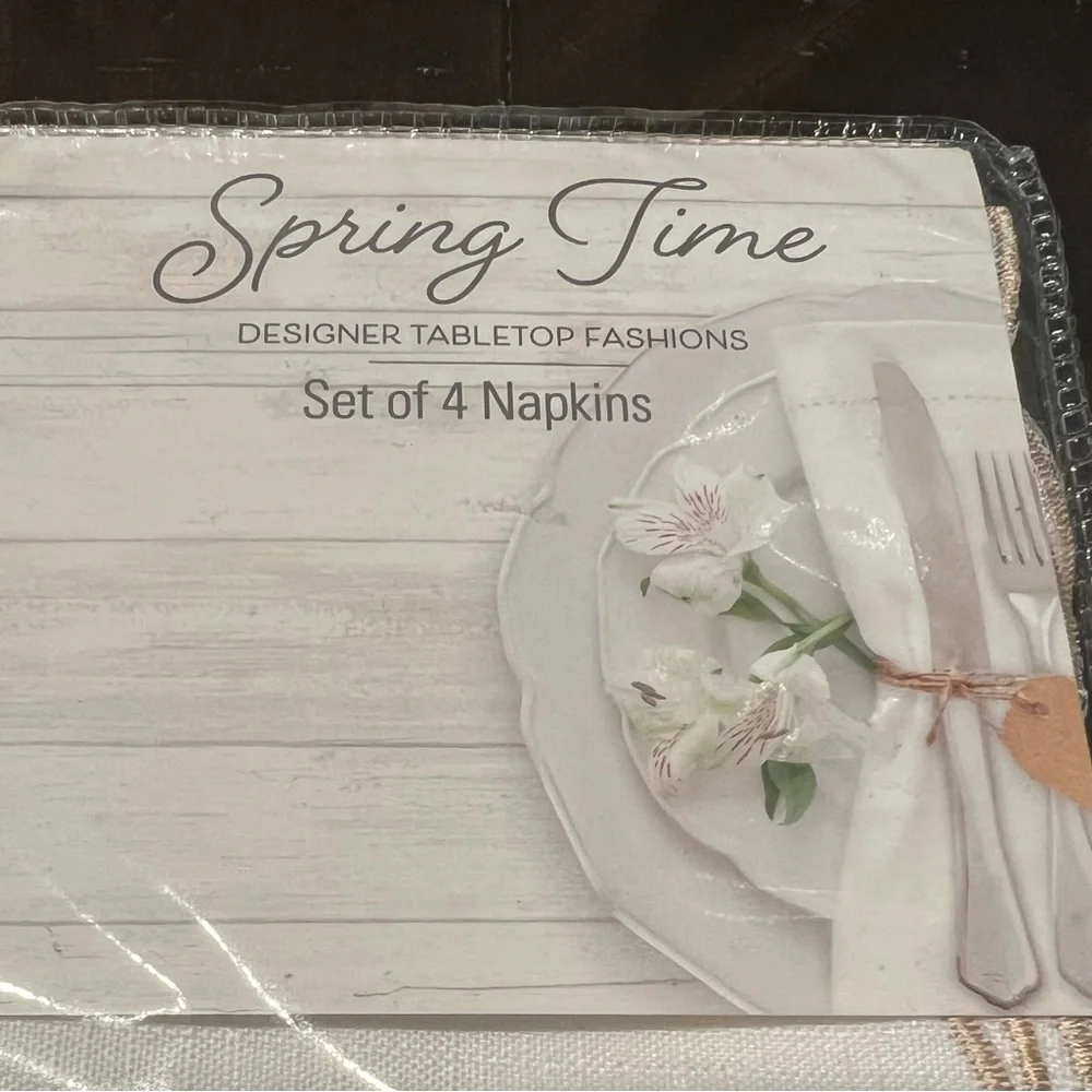 Springtime Designer Tabletop Fashions Embroidered Sunflower Set of 4 Napkins